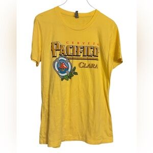 Pacifico Cerveza Beer Next Level Apparel Yellow Graphic Tee